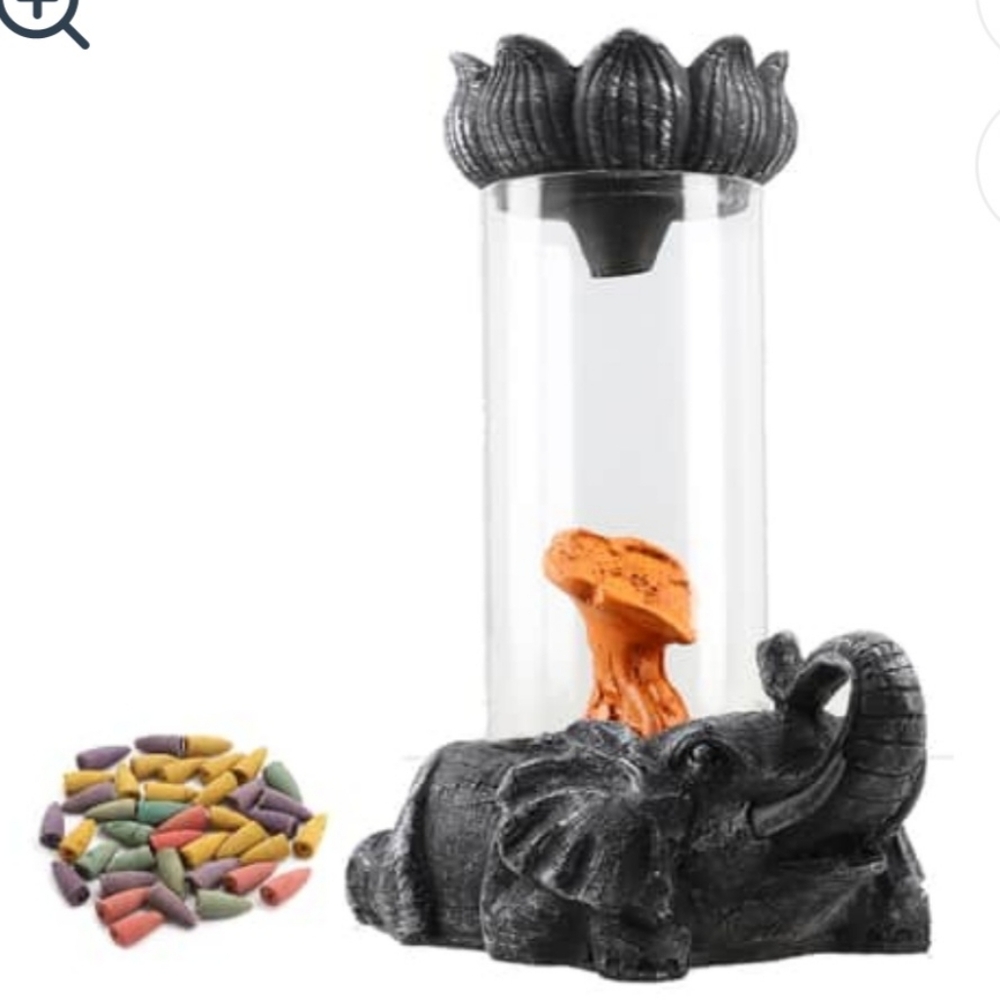 🎁 NIB GOLDEN ELEPHANT SMOKE FOUNTAIN ⛲️ W/ INCENSE CONES Awesome gift 🎁